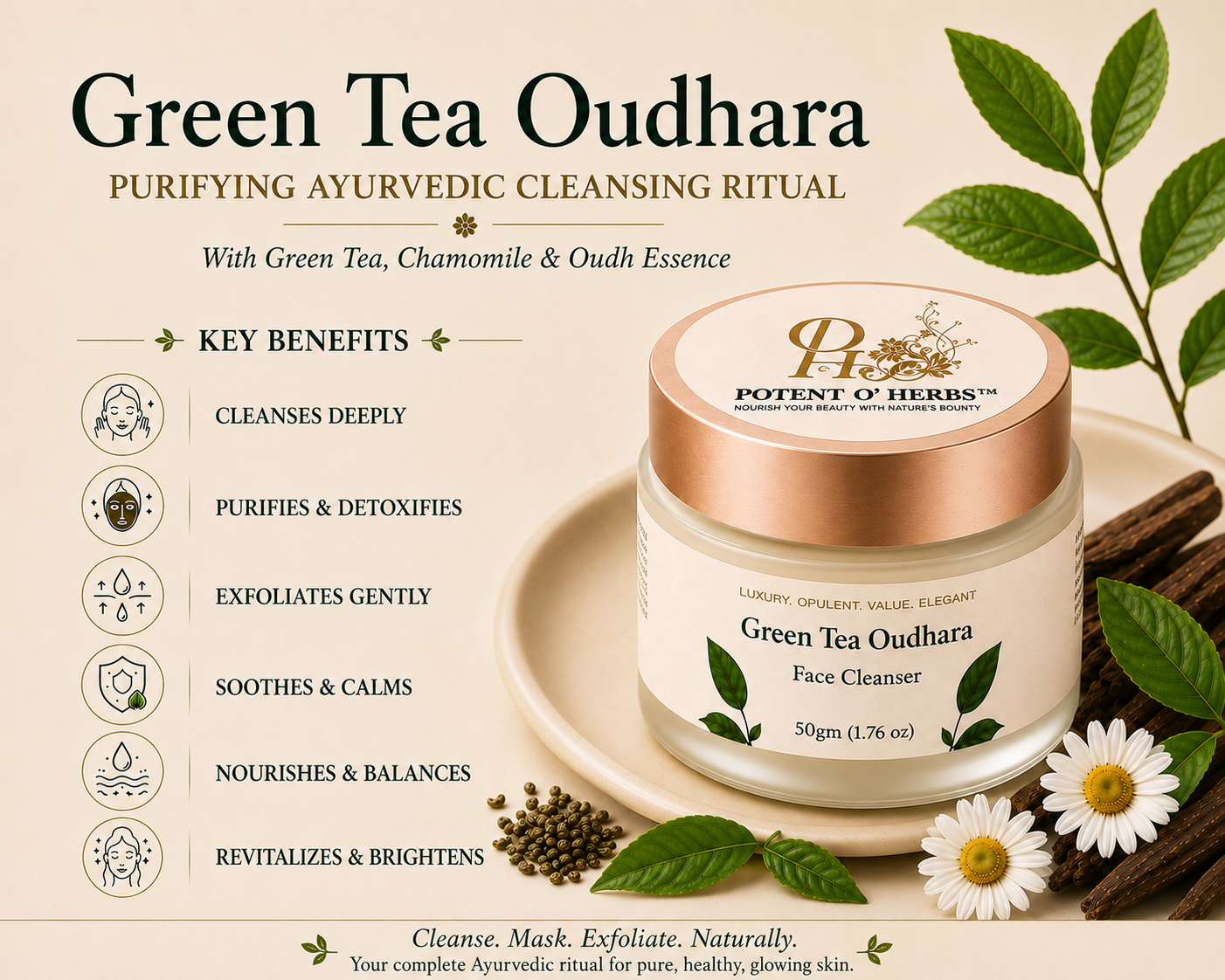 Green Tea Oudhara Face Cleanser - Image 3