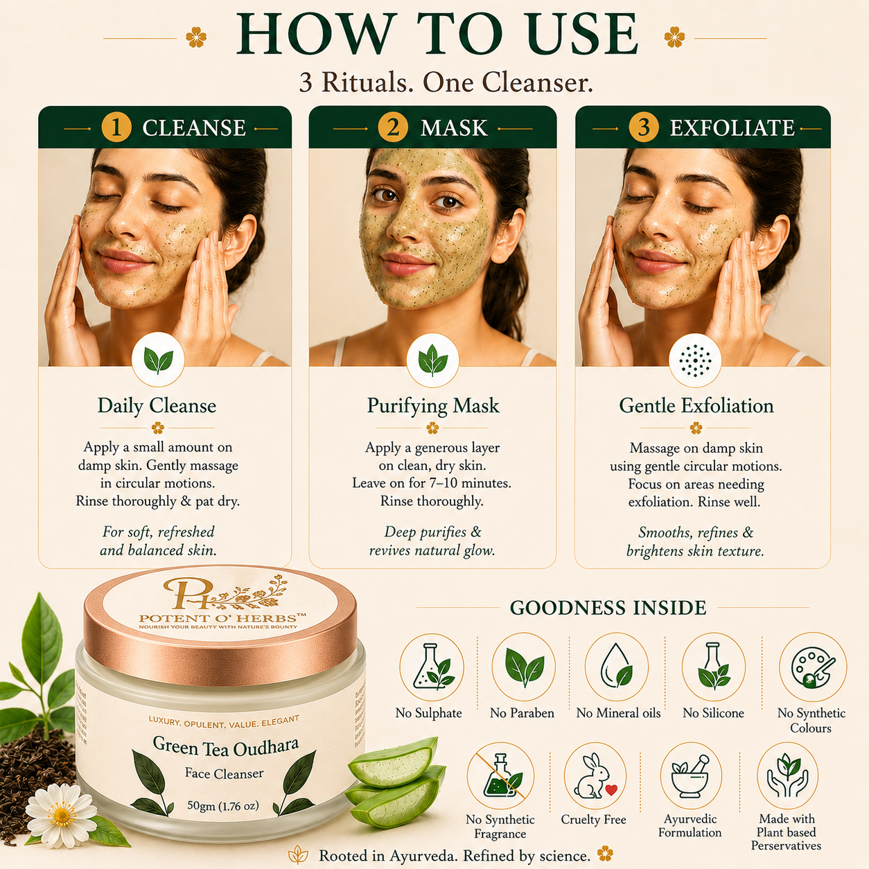 Green Tea Oudhara Face Cleanser - Image 4