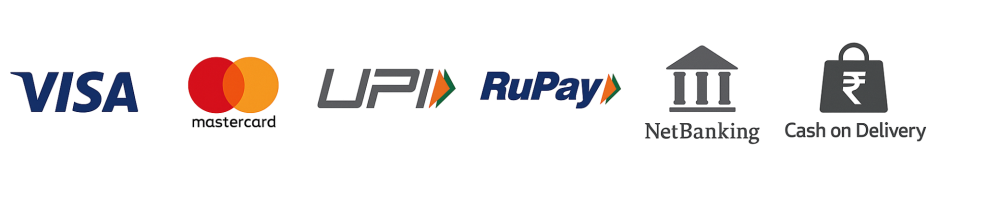 Accepted Payment Methods: Visa, Mastercard, UPI, RuPay, Net Banking, and Cash on Delivery